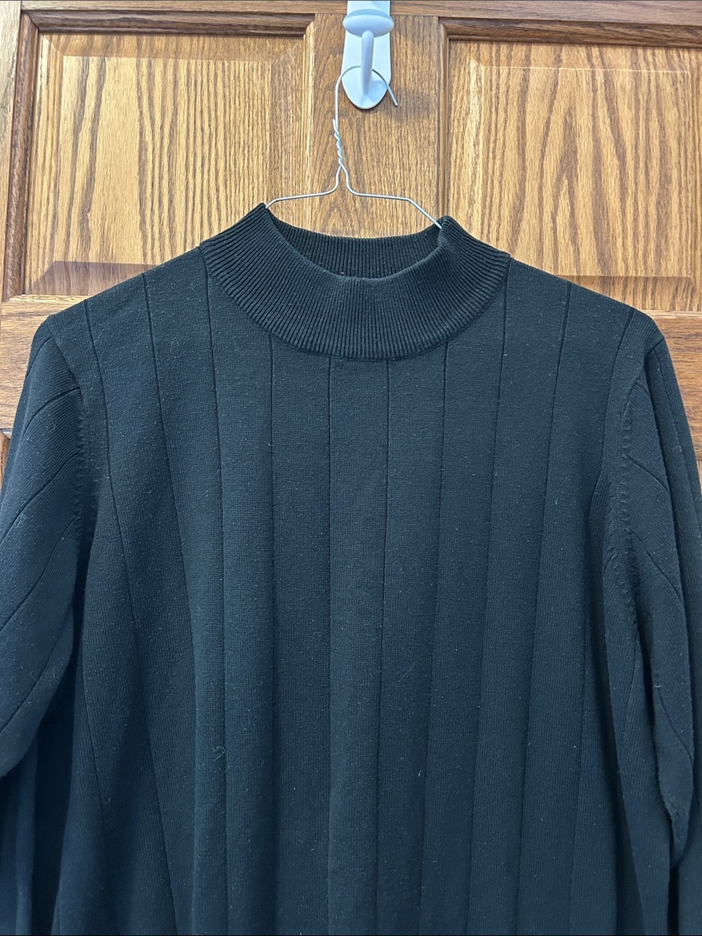 Roaman's Black Ribbed Mock Turtleneck Sweater image 2